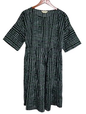 Gorman Pleat Waist Dress in Black/Green Size Medium
